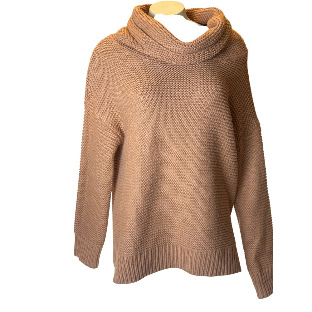 Fate Cowl Neck Sweater Camel Tan Popcorn Knit Oversized Pullover Small